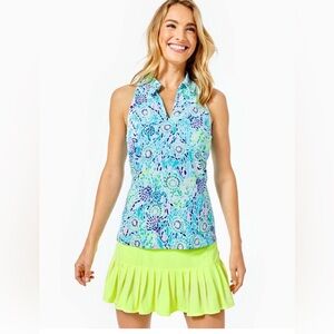 Lilly Pulitzer UPF50+ Luxletic Lakelyn Bra Sleeveless Top Open Water L